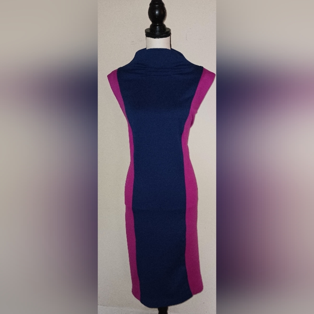 Ashley Stewart Blue and Pink Bodycon Midi Dress 18/20
